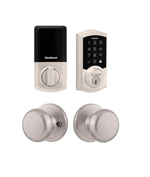 Kwikset 9270TRL-720H-15 Traditional SmartCode Touchpad Electronic Deadbolt SmartKey with Hancock Knob Satin Nickel Finish