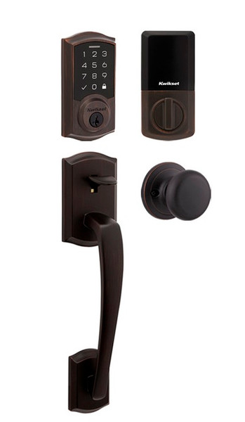 Kwikset 9270TRL-815PTHH-11P Traditional SmartCode Touchpad Electronic Deadbolt SmartKey with Prescott Handleset and Hancock Knob Venetian Bronze Finish