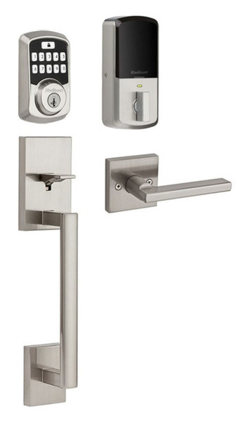 Kwikset 942BLE-815SCEHFL-15 Aura Bluetooth Keypad Electronic Deadbolt with San Clemente Handleset Satin Nickel Finish