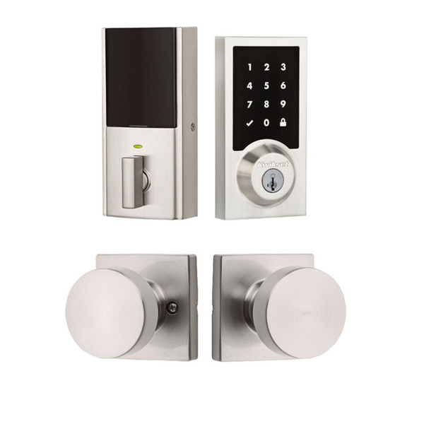 Kwikset 916CNT500-720PSKSQT-15 Z-Wave ZW500 Enabled Contemporary Smartcode Touchscreen Deadbolt with Pismo Knob Satin Nickel Finish
