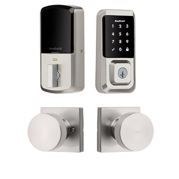 Kwikset 939WIFITSCR-720PSKSQT-15 Halo Wi-Fi Enabled Smart Lock Deadbolt with Touchscreen and Pismo Knob Satin Nickel Finish