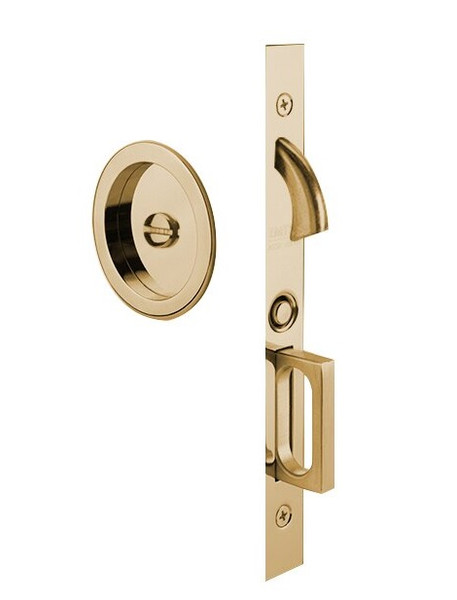 Emtek 2175US4 Round Privacy Pocket Door Mortise Lock Satin Brass Finish