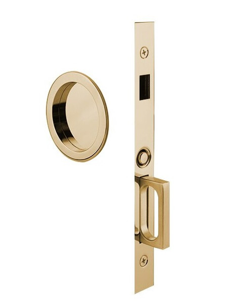 Emtek 2176US4 Round Dummy Pocket Door Mortise Lock Satin Brass Finish