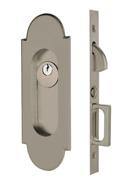 Emtek 2043US15A #8 Keyed Pocket Door Mortise Lock Pewter Finish