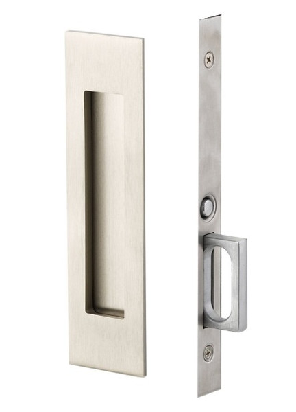 Emtek 2154US15 Narrow Modern Rectangular Passage Pocket Door Mortise Lock Satin Nickel Finish