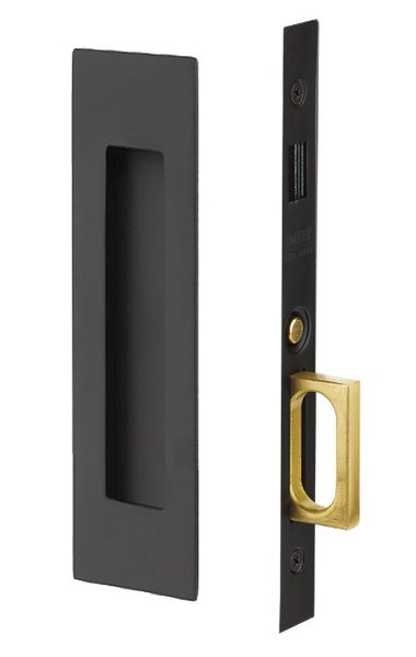 Emtek 2156US19 Narrow Modern Rectangular Dummy Pocket Door Mortise Lock Flat Black Finish