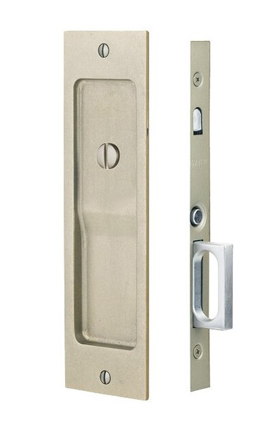 Emtek 2125TWB Rustic Modern Rectangular Privacy Pocket Door Mortise Lock Tumbled White Bronze Finish