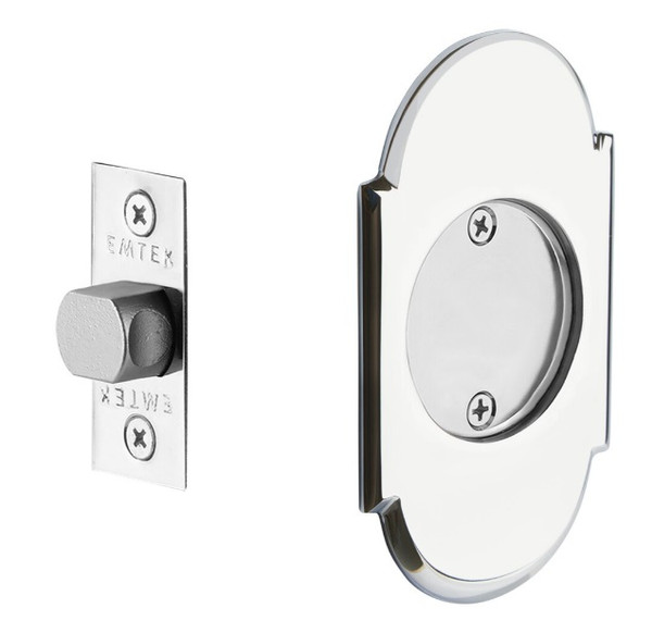 Emtek 2034US26 #8 Passage Pocket Door Tubular Lock with Passage Strike Plate Polished Chrome Finish