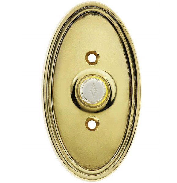 Emtek 2402US4 Satin Brass Doorbell Button with Oval Rosette