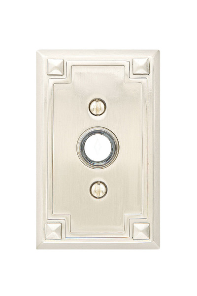Emtek 2451US3NL Unlacquered Brass Doorbell Button with Arts & Crafts Rosette