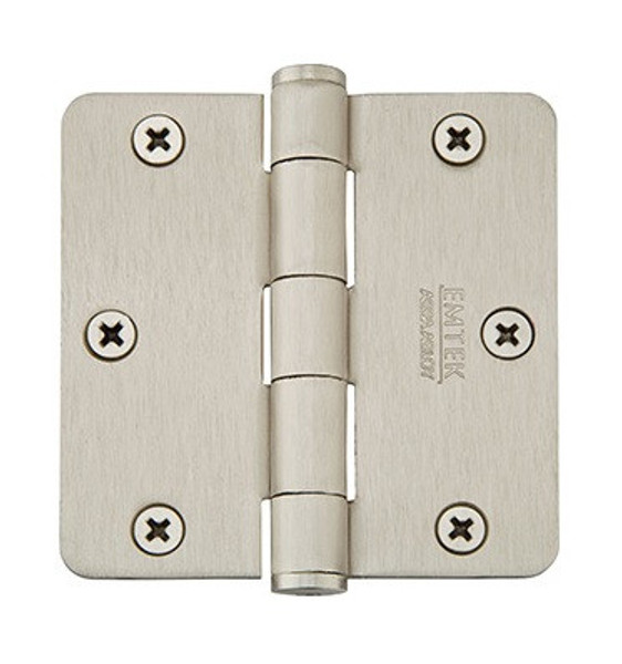 Emtek 91023US4 Satin Brass 3-1/2" 1/4" Radius Corner Residential Duty, Plain Bearing Plated Steel Hinge