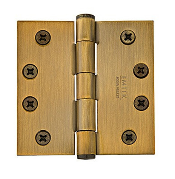 Emtek 92015US4 Satin Brass 4-1/2" Square Corner Heavy Duty, Plain Bearing Plated Steel Hinge