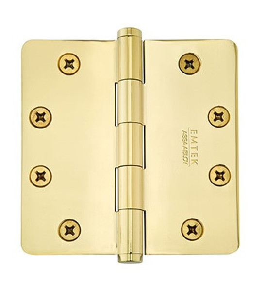 Emtek 92024US4 Satin Brass 4" 1/4" Radius Corner Heavy Duty, Plain Bearing Plated Steel Hinge