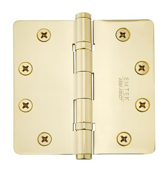 Emtek 94025US4 Satin Brass 4-1/2" 1/4" Radius Corner Heavy Duty, Ball Bearing Plated Steel Hinge