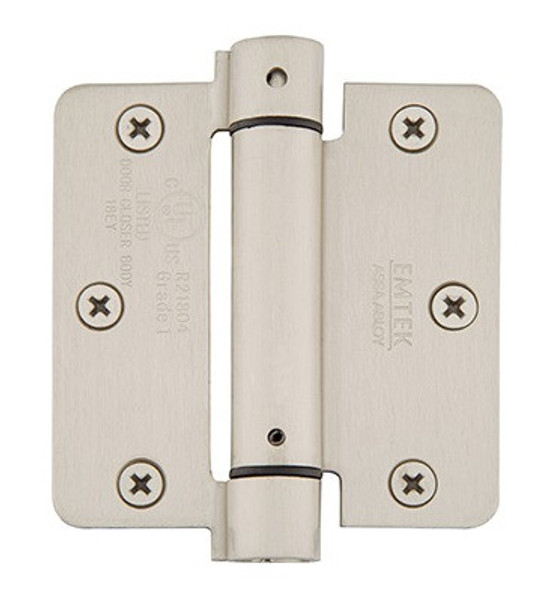 Emtek 95023US4 Satin Brass 3-1/2" 1/4" Radius Corner Spring Hinge