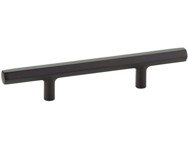 Emtek 86684US19 Mod Hex Extended 3-1/2" Center to Center Cabinet Pull Flat Black Finish