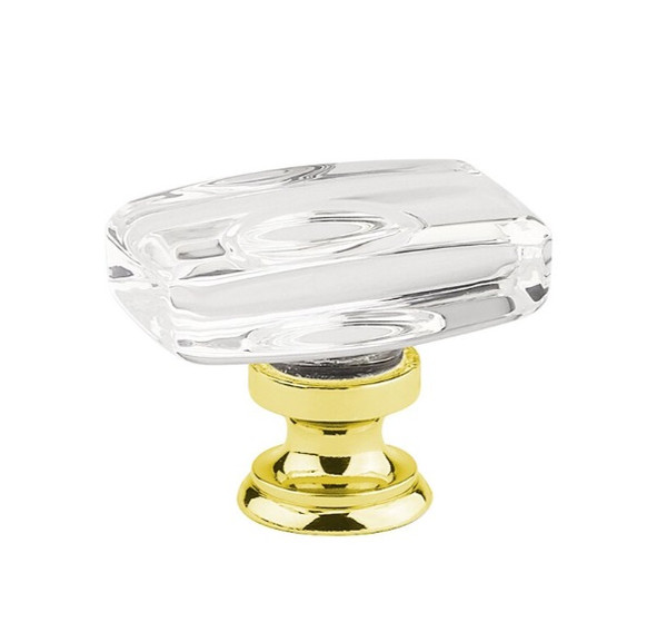Emtek 86566US3 Polished Brass 1-5/8" x 1-1/8" Glass Windsor Cabinet Knob