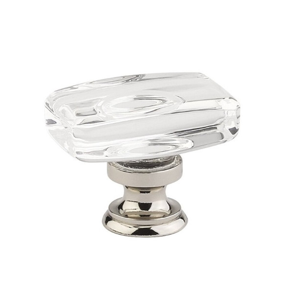 Emtek 86566US14 Polished Nickel 1-5/8" x 1-1/8" Glass Windsor Cabinet Knob