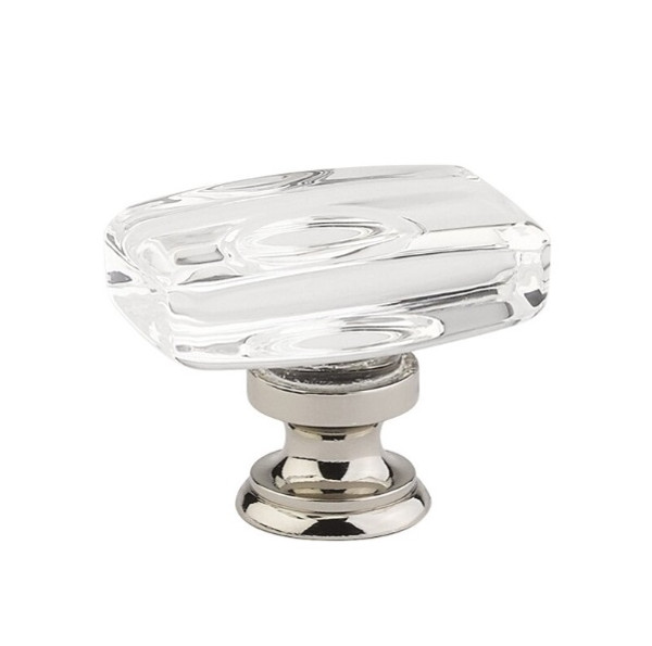 Emtek 86566US15 Satin Nickel 1-5/8" x 1-1/8" Glass Windsor Cabinet Knob