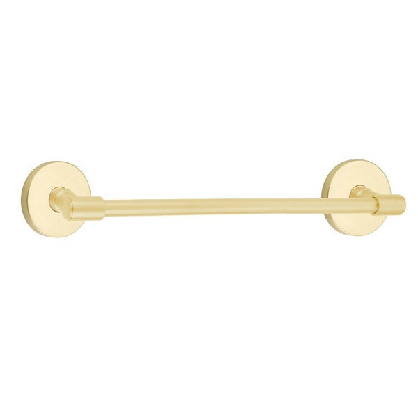 Emtek 29027US3NL Unlacquered Brass 24" Transitional Brass Towel Bar with Your Choice of Rose