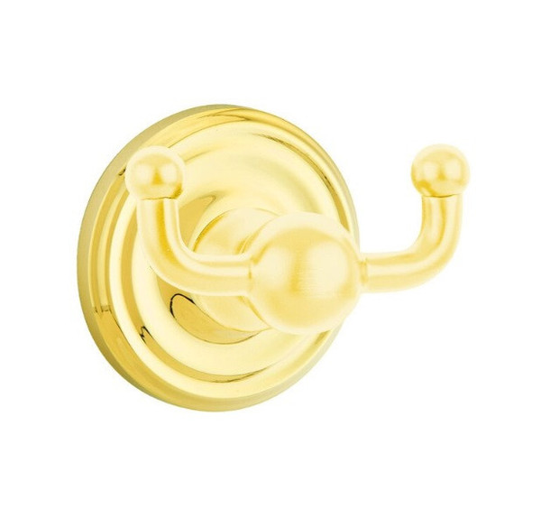 Emtek 2609US3NL Unlacquered Brass Traditional Brass Double Hook with Rosette