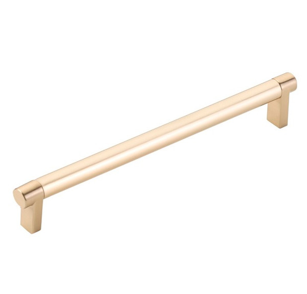 Emtek 84056.RECUS4.SMUS4 Rectangular Stem Smooth Cabinet Pull with 8" Center to Center Satin Brass Finish