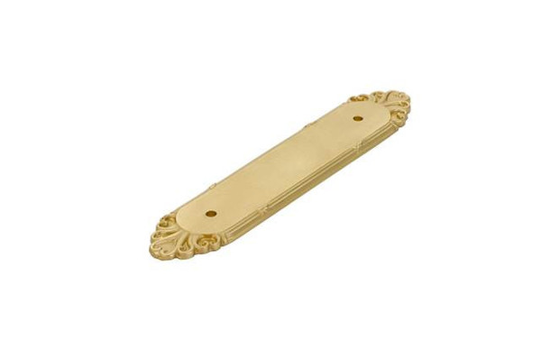 Emtek 86294US3NL Unlacquered Brass Ribbon & Reed Brass Back Plate for Pull