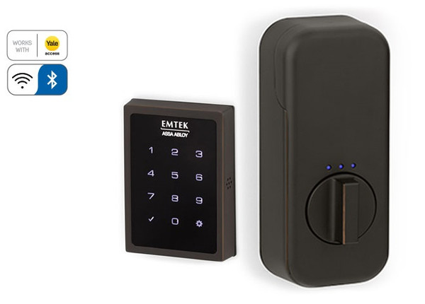 Emtek EMP1101US10B EMPowered™ Motorized Touchscreen Keypad Keyless Deadbolt Connected by August Oil Rubbed Bronze Finish