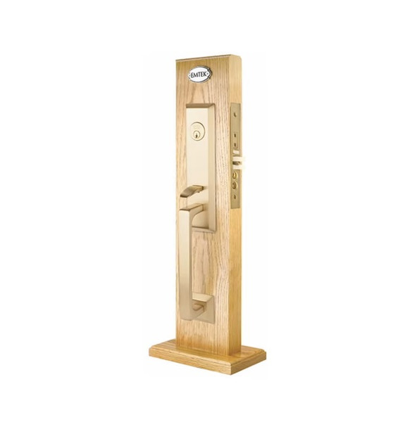 Emtek 3339US4 Satin Brass Transitional Heritage Style Single Cylinder Mortise Entryset with your Choice of Handle