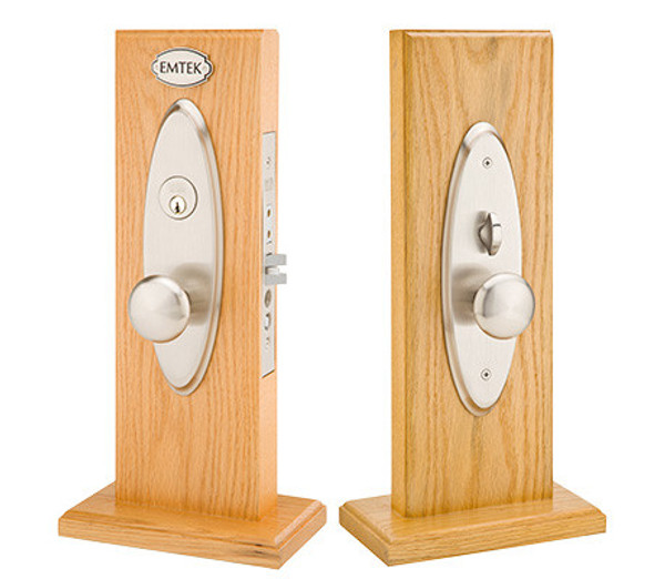 Emtek 3502US3NL Unlacquered Brass Memphis Style Single Cylinder Mortise Entry set with your Choice of Handle