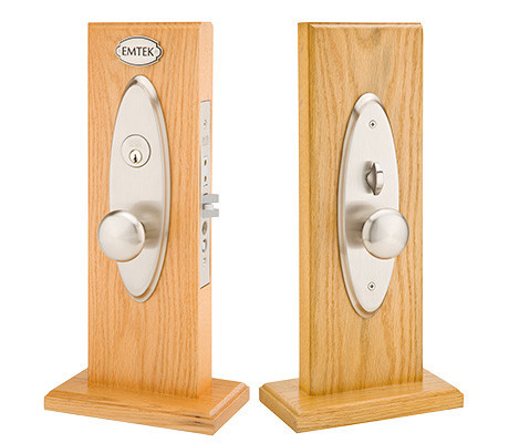 Emtek 3502US3NL Unlacquered Brass Memphis Style Single Cylinder Mortise Entry set with your Choice of Handle