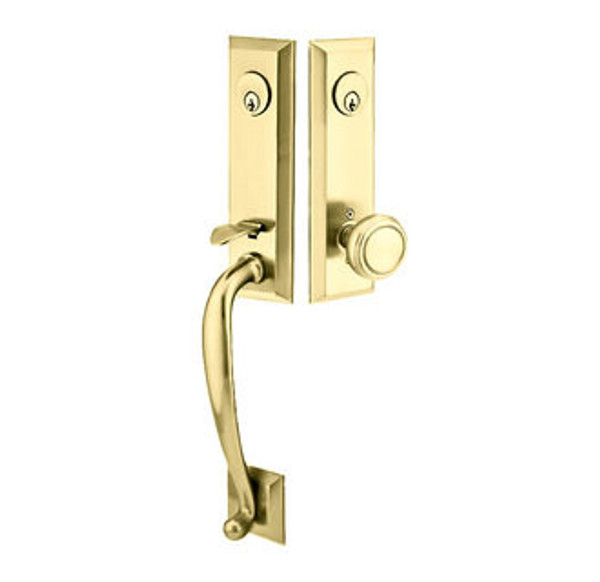 Emtek 4424US3NL Unlacquered Brass Adams Brass Tubular Style Double Cylinder Entryset with Your Choice of Handle