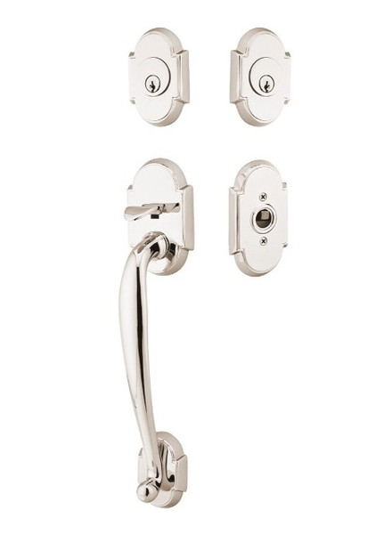 Emtek 4322US14 Polished Nickel Nashville Brass Tubular Style Double Cylinder Entryset with Your Choice of Handle