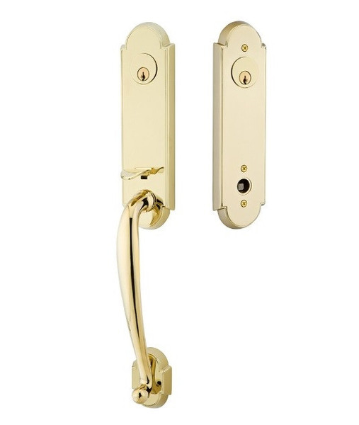 Emtek 4323US3NL Unlacquered Brass Richmond Brass Tubular Style Double Cylinder Entryset with Your Choice of Handle