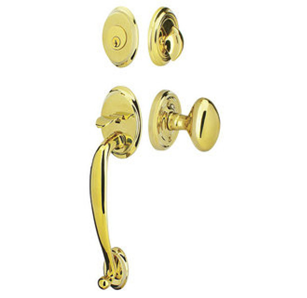 Emtek 4410US3NL Unlacquered Brass Saratoga Brass Tubular Style Single Cylinder Entryset with your Choice of Handle