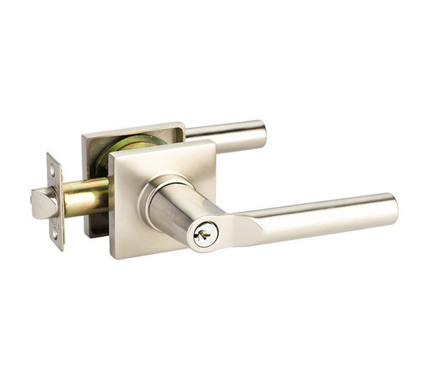 Emtek HN-US4-FD Satin Brass Hanover Dummy Keyed Entry Lever with Your Choice of Rosette