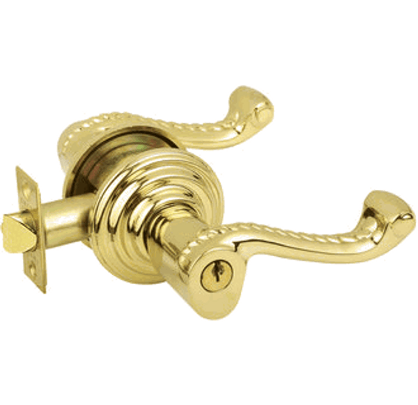 Emtek RL-US3NL-FD Unlacquered Brass Rope Dummy Keyed Entry Lever with Your Choice of Rosette