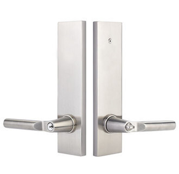 Emtek 5302US4 Satin Brass Modern Rectangular Single Point Key In Lockset