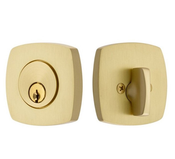 Emtek 8426US4 Satin Brass Urban Modern Single Cylinder Deadbolt