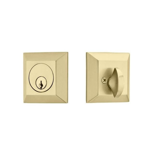 Emtek 8478US4 Satin Brass Quincy Style Single Cylinder Deadbolt