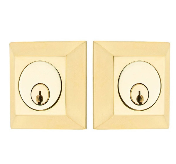 Emtek 8378US3NL Unlacquered Brass Quincy Style Double Cylinder Deadbolt