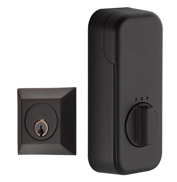 Emtek EMP8478US19 Flat Black Quincy Style Empowered Single Cylinder Deadbolt