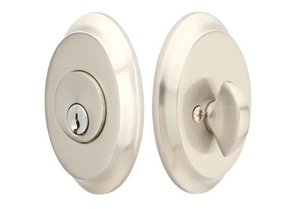 Emtek 8458US3NL Unlacquered Brass Saratoga Style Single Cylinder Deadbolt