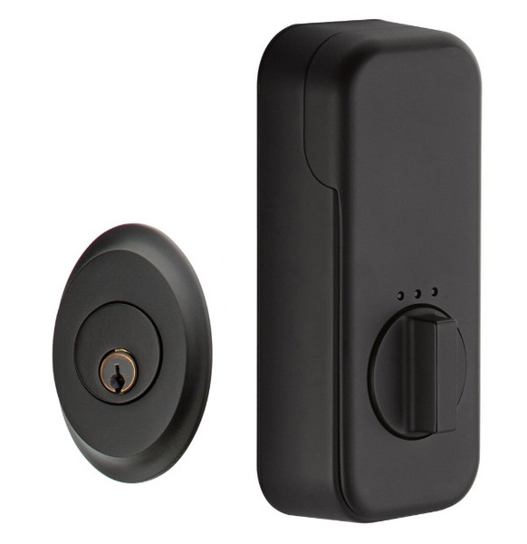 Emtek EMP8458US19 Flat Black Saratoga Empowered Single Cylinder Deadbolt