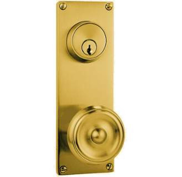 Emtek 8212US3NL Unlacquered Brass Modern Style 3-5/8" C-to-C Passage/Double Keyed Sideplate Lockset