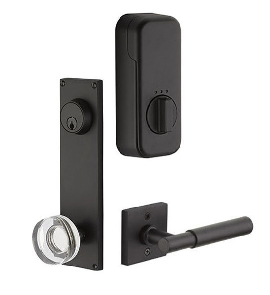 Emtek EMP8114US19 Flat Black Modern Style 5-1/2" C-to-C Passage/Single Keyed EMPowered Sideplate Lockset