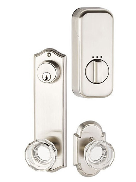 Emtek EMP8990US19 Flat Black Colonial Style 5-1/2" C-to-C Passage/Single Keyed EMPowered Sideplate Lockset