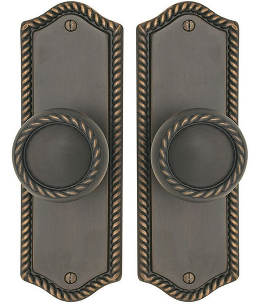 Emtek 7059US3NL Unlacquered Brass Rope Style Non-Keyed Dummy, Pair Sideplate Lockset