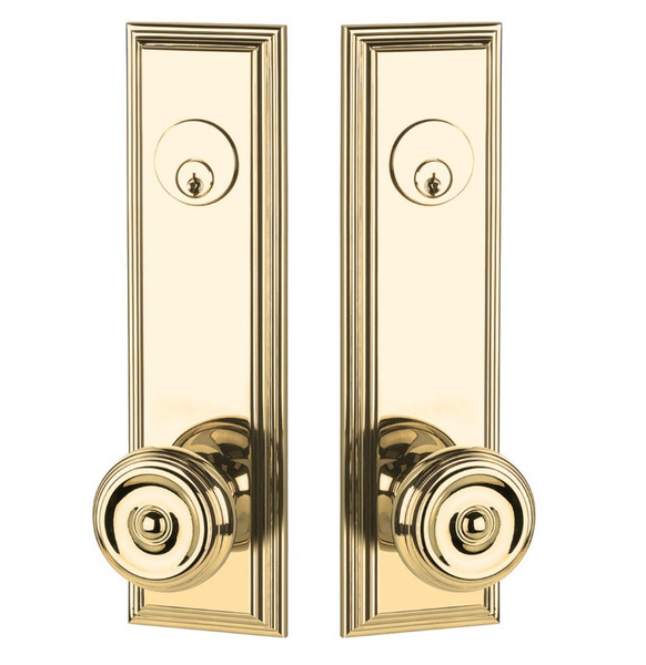 Emtek 8822US15A Pewter Wilshire Style 5-1/2" C-to-C Passage/Double Keyed Sideplate Lockset