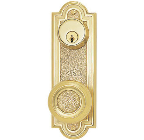 Emtek 8075US3NL Unlacquered Brass Belmont Style 3-5/8" C-to-C Dummy, Pair Sideplate Lockset